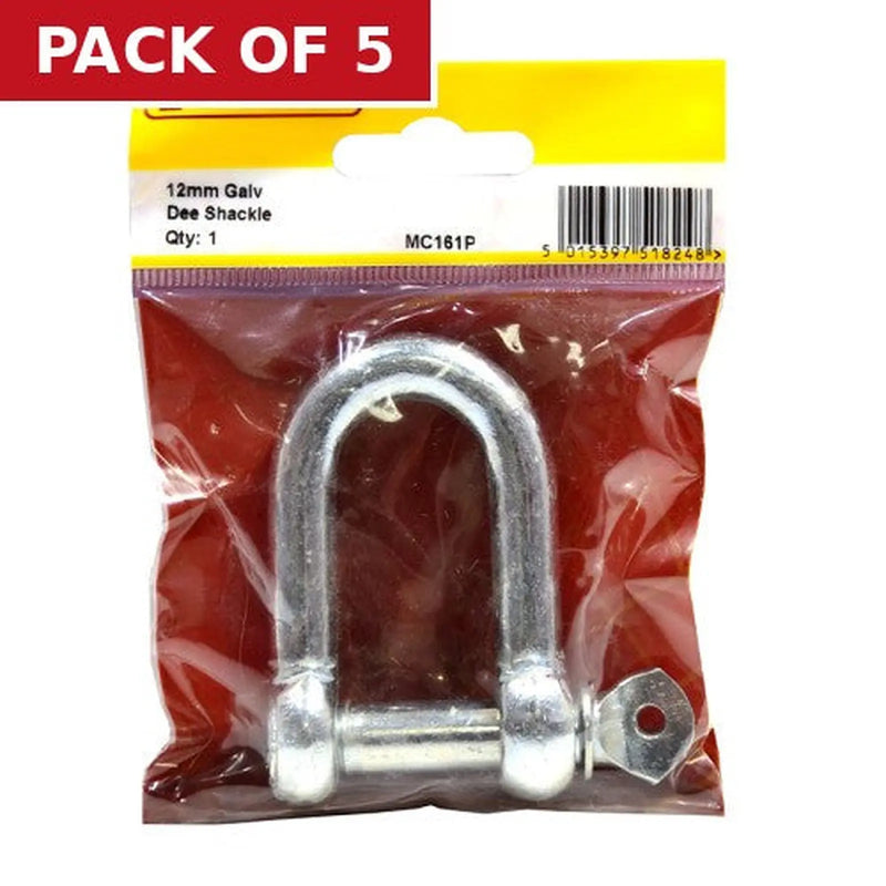 Centurion Dee Shackles, Galvanised, 12mm x 49mm x 25mm - Pack of 5