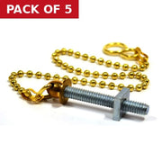 Centurion Sink Ball Chain With Stay, Polished Brass, 300mm - Pack of 5