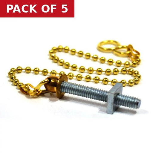 Centurion Sink Ball Chain With Stay, Polished Brass, 300mm - Pack of 5