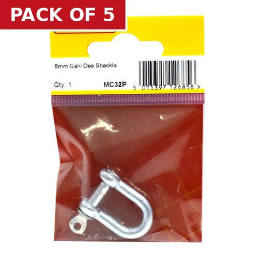 Centurion Dee Shackles, Galvanised, 5mm x 19mm x 13mm - Pack of 5