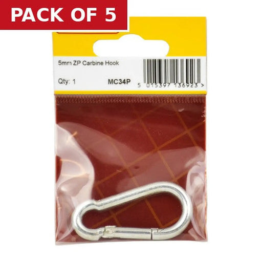 Centurion Carbine Hook, Zinc Plated, 5mm x 50mm - Pack of 5