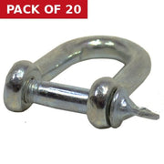 Centurion Dee Shackles, Galvanised, 6mm x 25mm x 13mm - Pack of 20