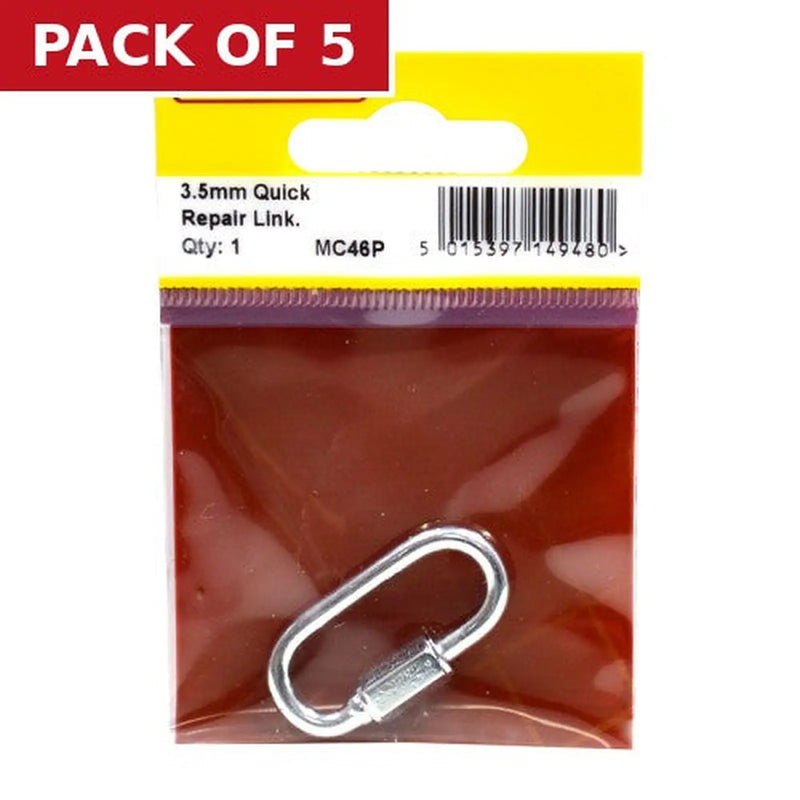 Centurion Quick Repair Link, Zinc Plated, 3.5mm x 28mm x 10mm - Pack of 5