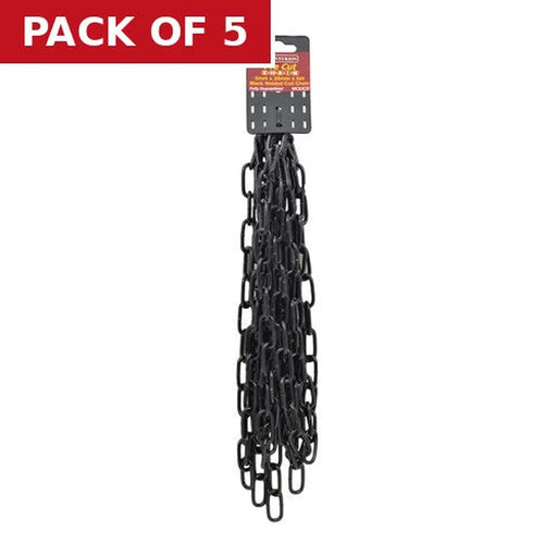 Centurion Steel Welded Straight Link Pre Cut Chain, Black, 4mm x 26mm x 5m - Pack of 5