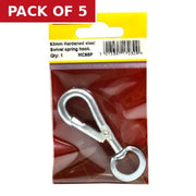Centurion Steel Swivel Spring Hook, Zinc Plated, 6mm x 65mm - Pack of 5