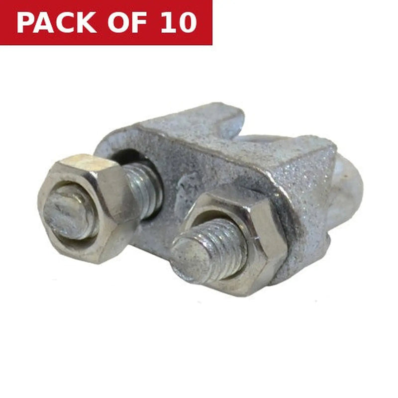 Centurion Steel Wire Rope Grips, Galvanised, 5mm - Pack of 10