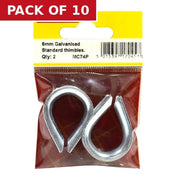 Centurion Steel Wire Rope Thimbles, Galvanised, 6mm - Pack of 10