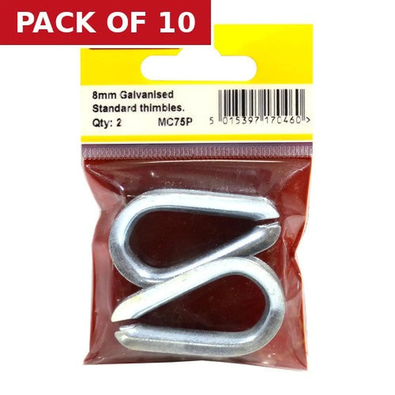 Centurion Steel Wire Rope Thimbles, Galvanised, 8mm - Pack of 10