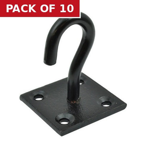 Centurion Steel Hook On Plate, Black, 8mm x 50mm - Pack of 10