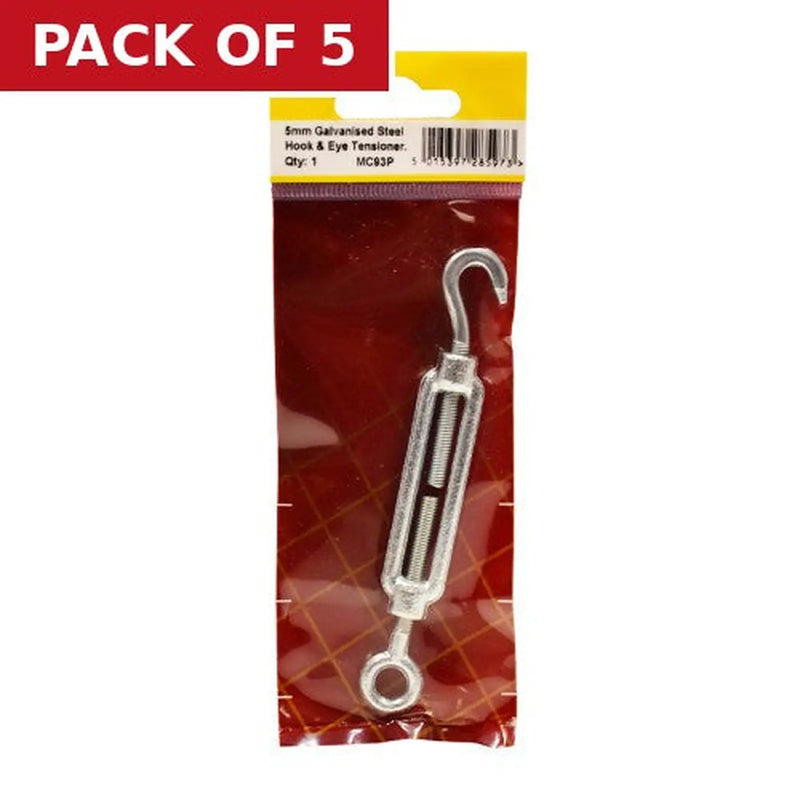 Centurion Straining Screws Hook/Eye, Galvanised, 5mm x 74mm - Pack of 5