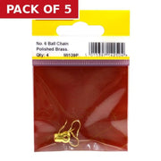 Centurion Solid Brass Ball Chain End Attachment, Polished Brass, No.6 - Pack of 5