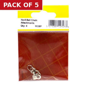 Centurion Solid Brass Ball Chain End Attachment, Nickel Plated, No.6 - Pack of 5