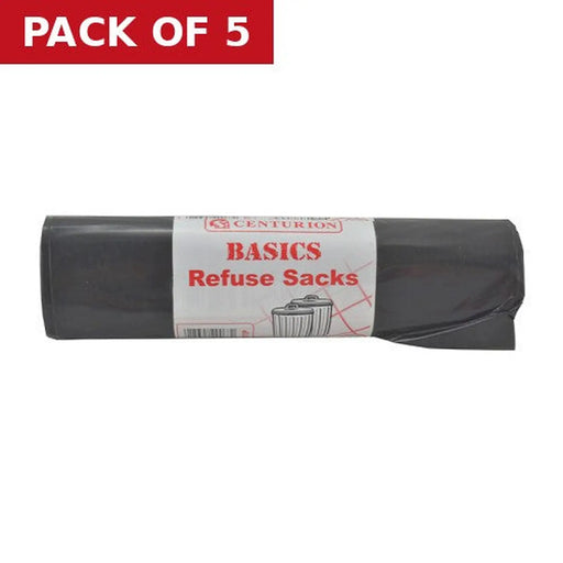 Centurion Basic Refuse Sacks, Black, 80 Litre Capacity - Pack of 5