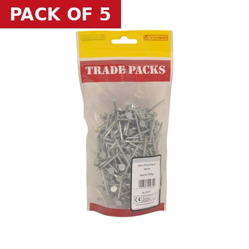 Centurion Clout Nails - Galvanised - 40mm - (500g Pack) - Pack of 5