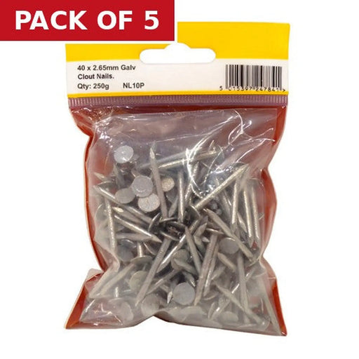 Centurion 40mm Galv Clout Nails - Pack of 5