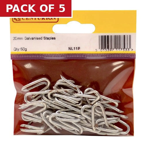 Centurion 20mm Galv Staples - Pack of 5