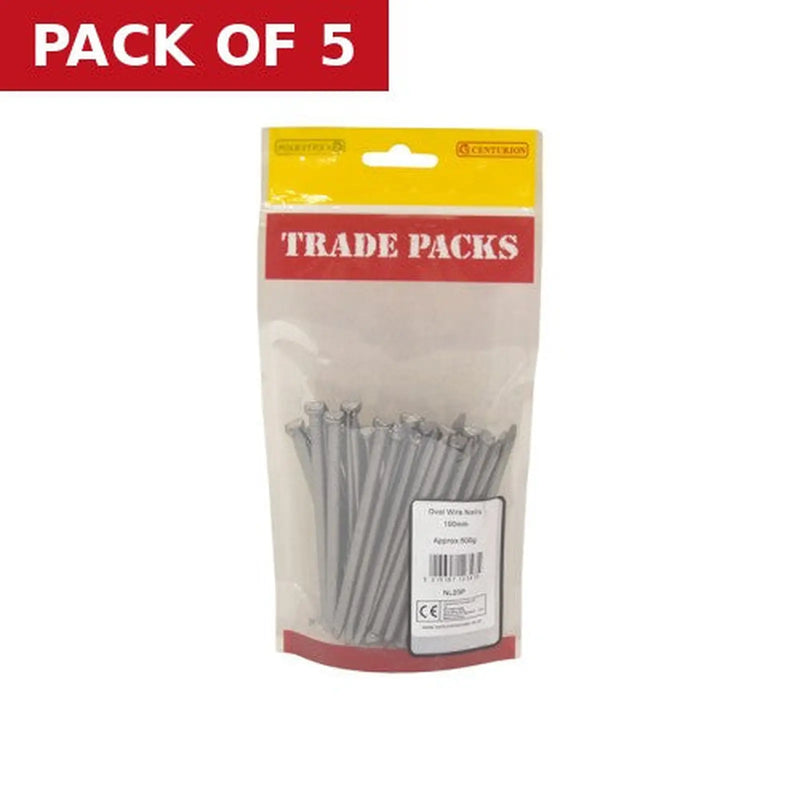 Centurion Bright Oval Wire Nails - Steel - 100mm - (500g Pack) - Pack of 5