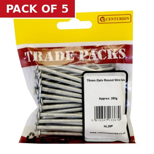 Centurion 75mm Galv Round Wire Nails - Pack of 5