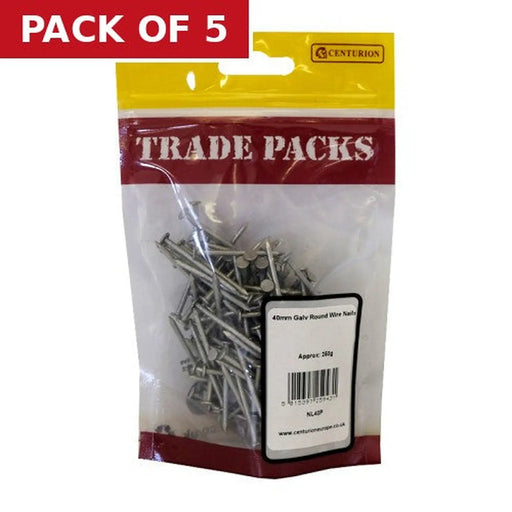 Centurion 40mm Galv Round Wire Nails - Pack of 5