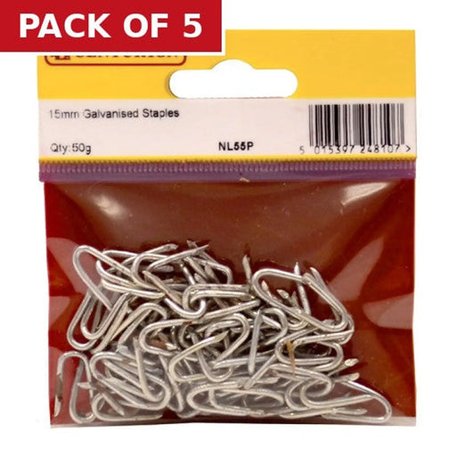 Centurion 15mm Galv  Staples - Pack of 5