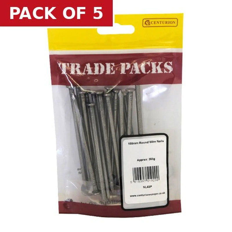 Centurion 100mm Round Wire Nails - 250g - Pack of 5