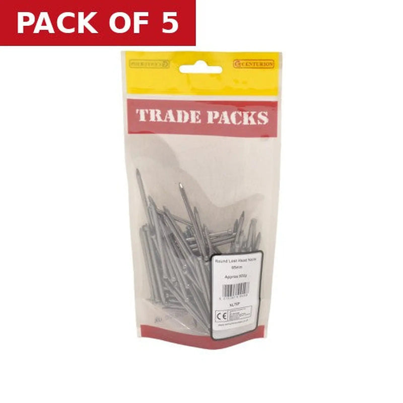 Centurion Round Lost Head Nails - Steel - 65mm - (500g Pack) - Pack of 5