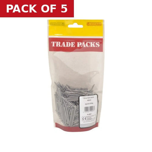 Centurion Oval Wire Nails - Steel - 40mm - (500g Pack) - Pack of 5