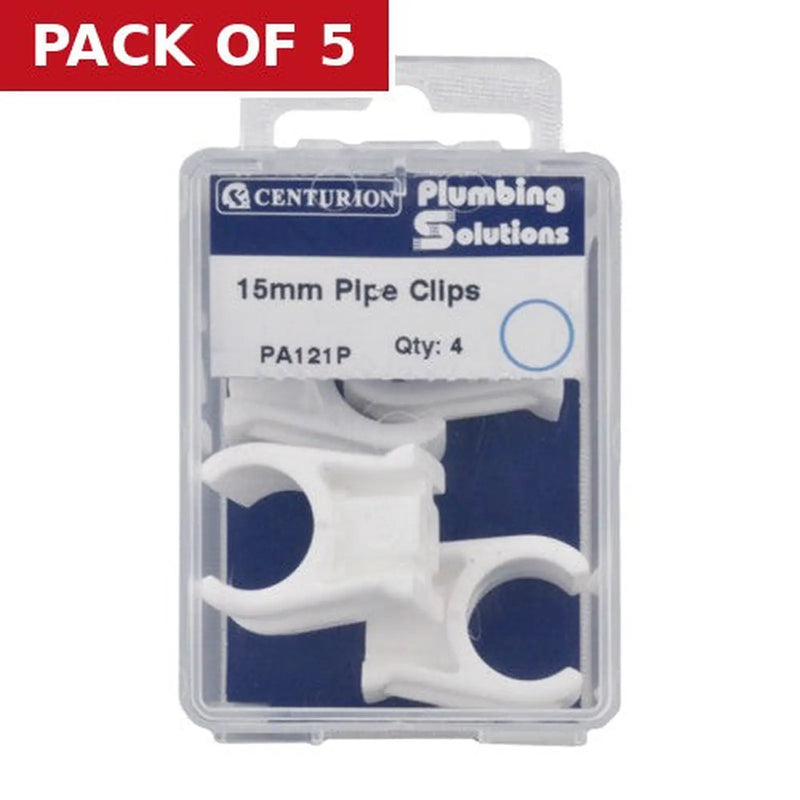Centurion 15mm Plastic Snap Fix Pipe Clips (Pack of 4) - Pack of 5