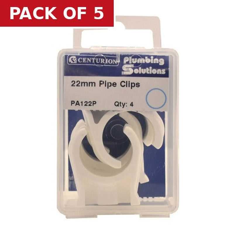 Centurion 22mm Plastic Snap Fix Pipe Clips (Pack of 4) - Pack of 5