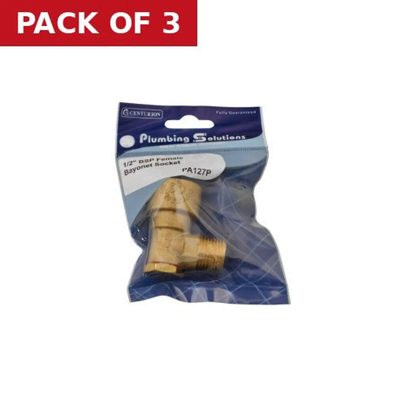 Centurion 1/2" BSP Female Bayonet Socket - Pack of 3