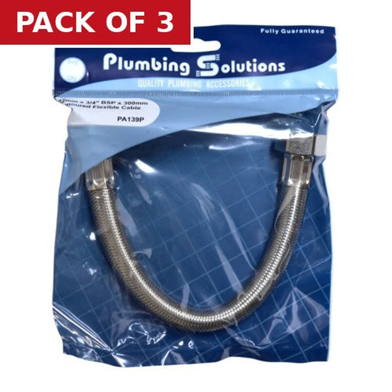Centurion 22mm x 3/4" BSP x 300mm Flexile Tap Connector - Pack of 3