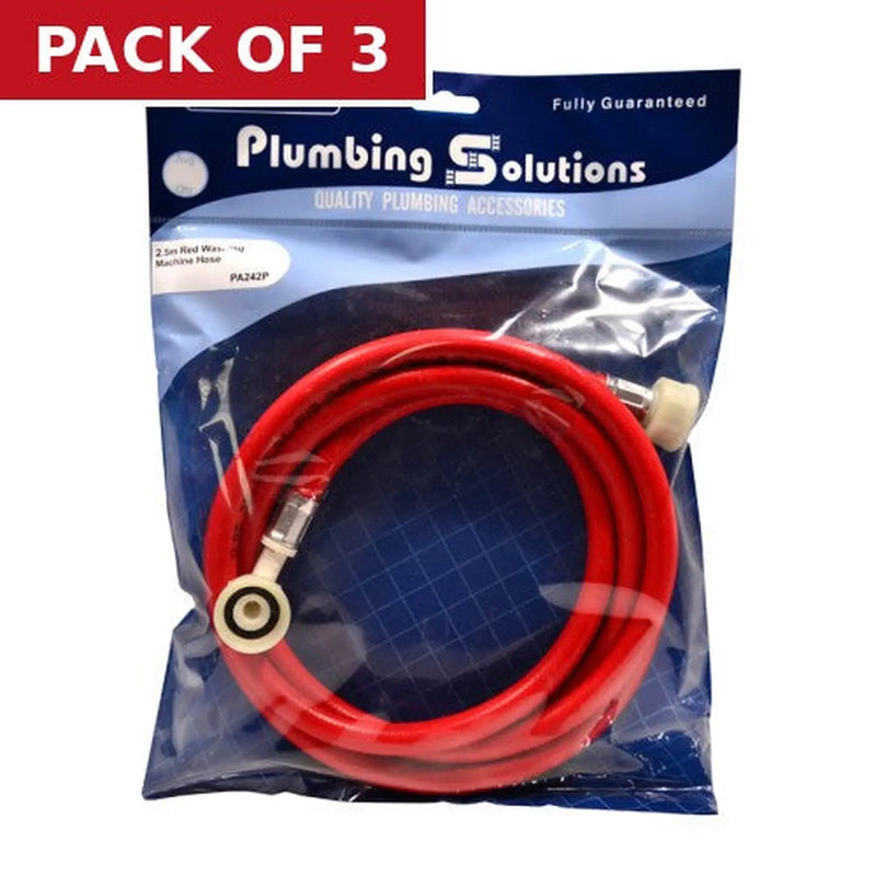 Centurion 2.5m Washing Machine Hose - Red - Pack of 3