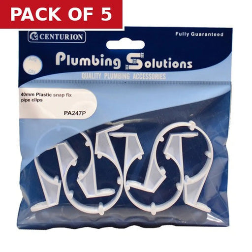 Centurion 40mm Waste Pipe Clips (Pack of 4) - Pack of 5