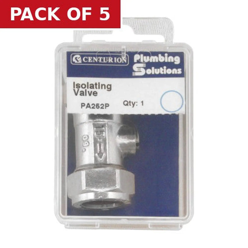 Centurion 15mm CP CXC Screw Type Isolating Valve - Pack of 5