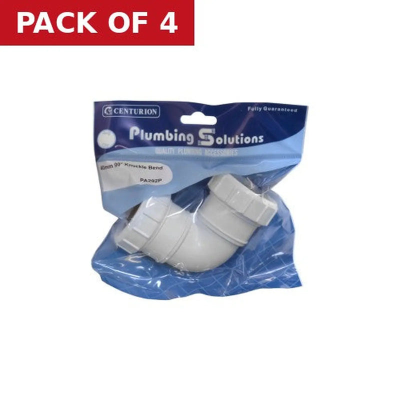 Centurion 40mm Plastic Compression 90 Deg Knuckle Bend - Pack of 4