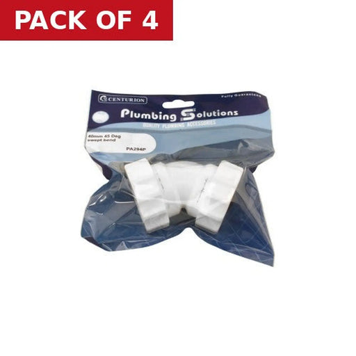 Centurion 40mm Plastic Compression 45 Deg Swept Bend - Pack of 4
