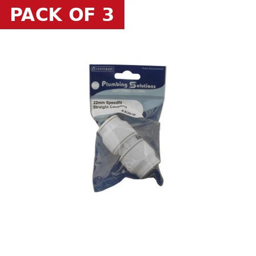 Centurion Speedfit - 22mm Straight Coupling - Pack of 3