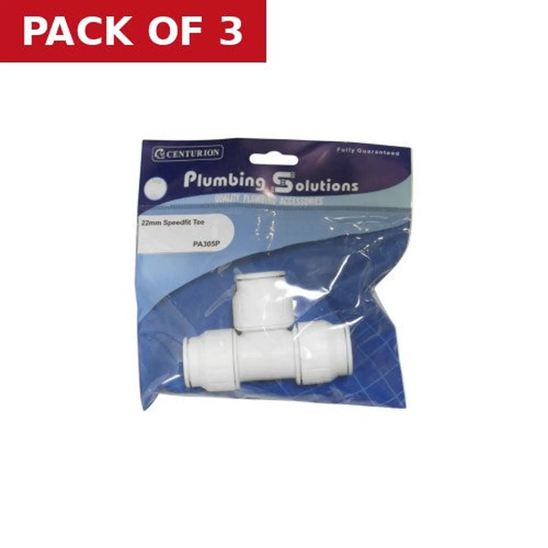 Centurion Speedfit - 22mm Tee - Pack of 3