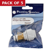 Centurion Speedfit - 15mm x 1/2" Straight Tap Connector - Pack of 5