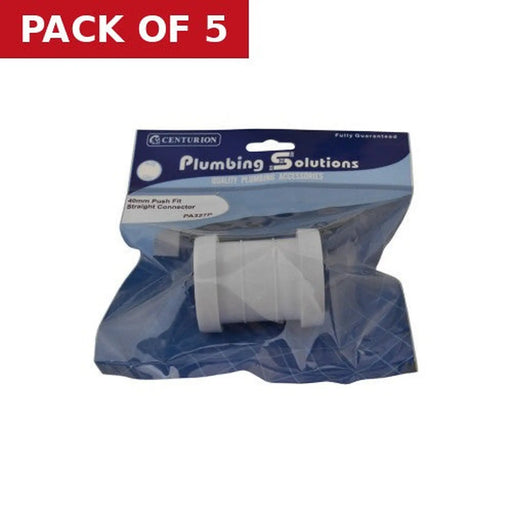 Centurion 40mm Push Fit Straight Connector - Pack of 5