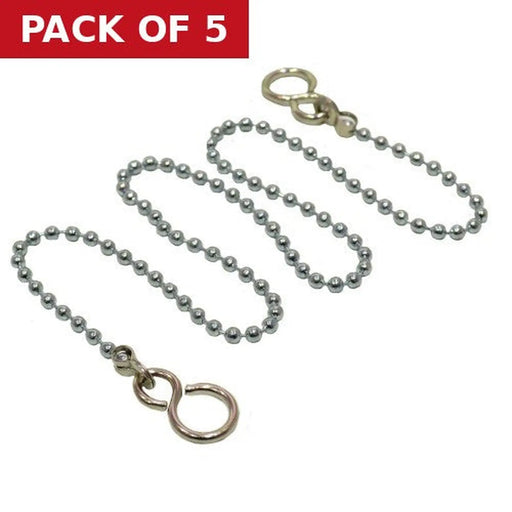 Centurion 12" Basin Chain With Hooks - Chrome - Pack of 5
