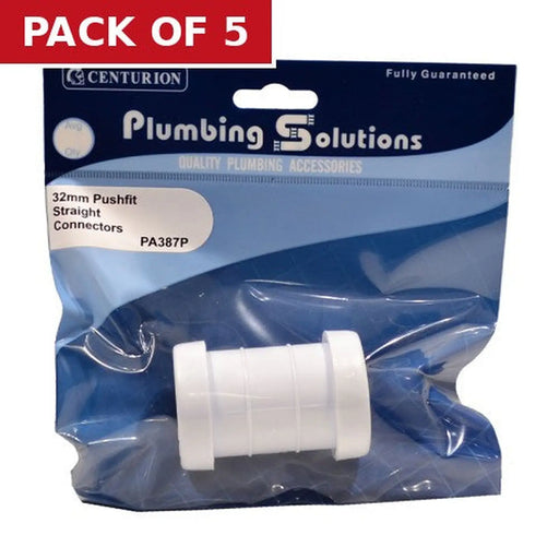 Centurion 32mm Pushfit Straight Connectors - Pack of 5