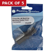 Centurion 17mm M x M Washing Machine Outlet Hose Connector - Pack of 5