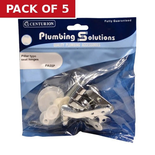 Centurion Pillar Type Toilet Seat Hinges - Polished Chrome - Pack of 5