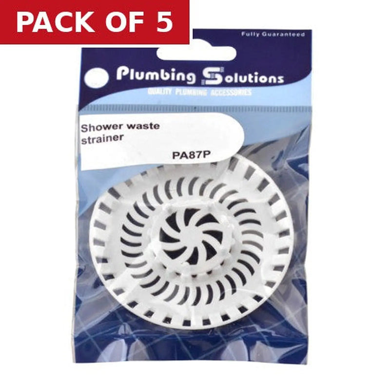Centurion 80mm Plastic Bath/Shower Strainer - White - Pack of 5