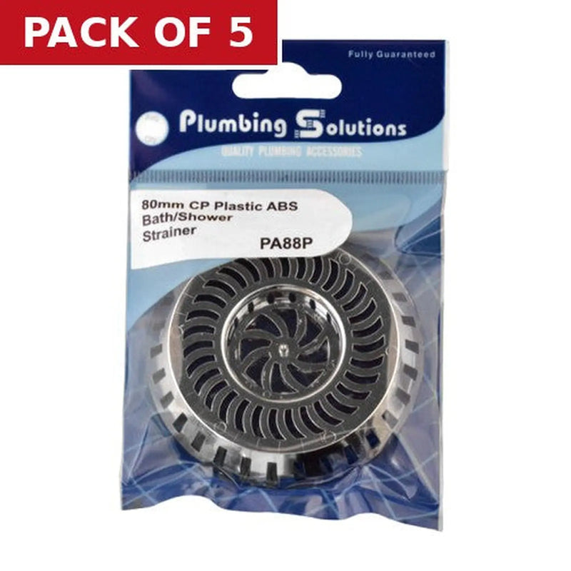 Centurion 80mm Plastic Bath/Shower Strainer - Chrome Plated - Pack of 5