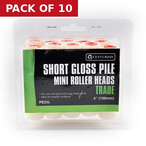 Centurion Trade Short Gloss Pile Mini Rollers, 100mm / 4" (Set of 10) - Pack of 10