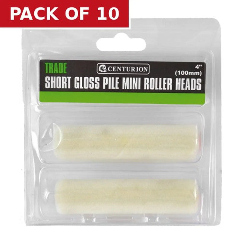 Centurion Trade Short Gloss Pile Mini Rollers, 100mm / 4" (Set of 2) - Pack of 10