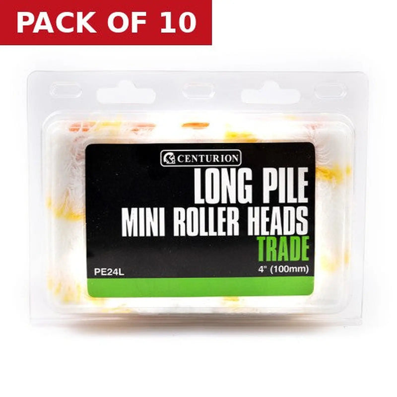 Centurion Trade Long Pile Mini Rollers, 100mm / 4" (Set of 10) - Pack of 10