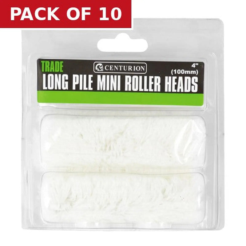 Centurion Trade Long Pile Mini Rollers, 100mm / 4" (Set of 2) - Pack of 10